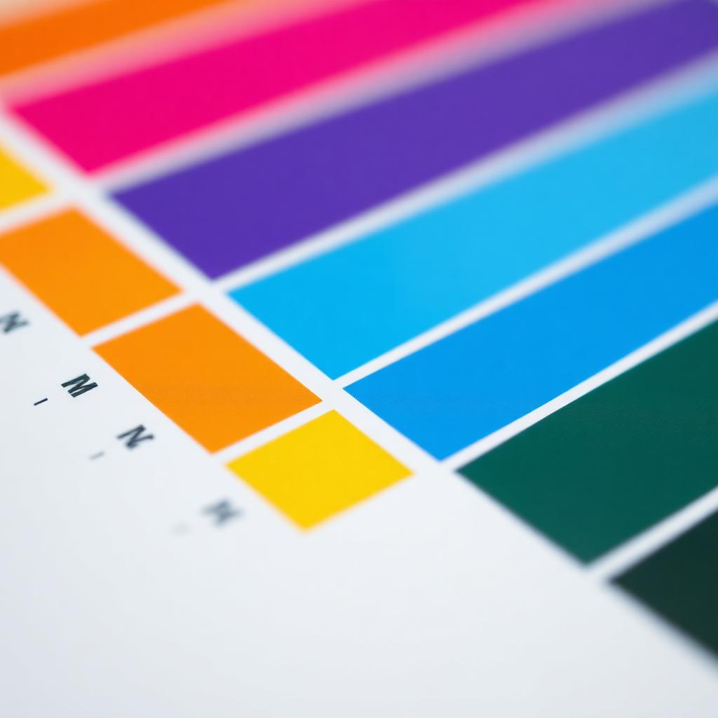 Tiras de teste de cor CMYK impressas em papel